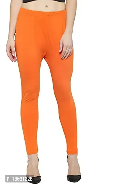 Swastik Stuffs Women's Slim Fit Cotton Blend Leggings (SSAL--SkbOG3_Sky Blue, Orange, Green_XL)-thumb2