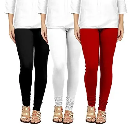 Buy SBNOOR,Women's Cotton Lycra 4 Way Stretchable Ankle Length Leggings  Combo Pack of 3 Leggings Free Size Two Black One White and Skin Colour  (Black) at Amazon.in