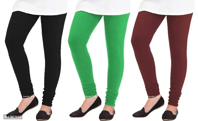 Swastik Stuffs Woolen Leggings Combo Offer for Women |Churidar Woolen Leggings| Winter Wear Warm Leggings Combo Pack (Free Size, Pack of 3)-thumb0