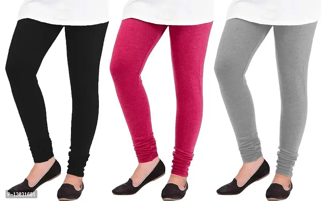 Swastik Stuffs Women's Skinny Fit Woolen-Lycra Leggings (SSWL-BPGrey3_Black, Pink, Grey_Free Size)