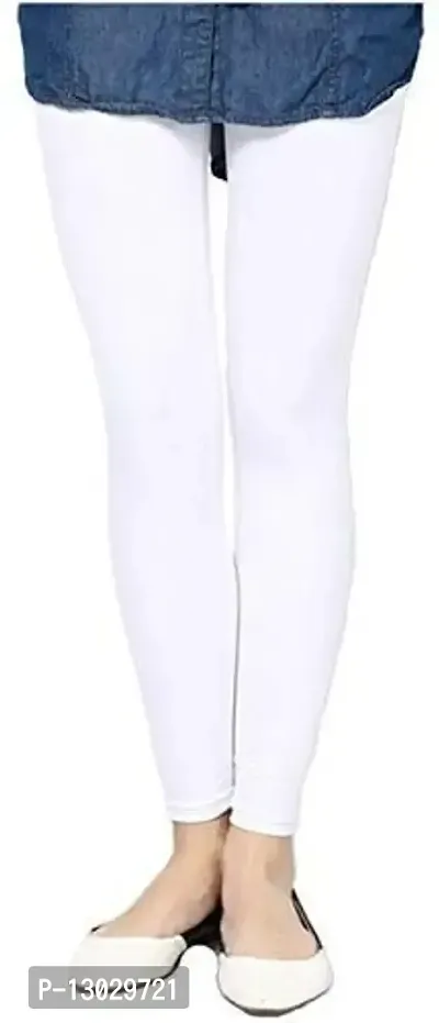 Swastik Stuffs Ankle Length Leggings Combo for Womens Free Size (SSALWGrey2_White,Grey) (Pack of 2)-thumb2