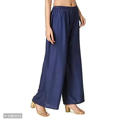 Swastik Stuffs Rayon Palazzo Pant for Women/Girls Navy Blue, Sky Blue (Free Size_Pack of 2)-thumb2