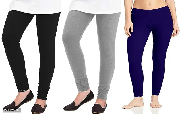 Swastik Stuffs Woolen Leggings Combo Offer for Women |Churidar Woolen Leggings| Winter Wear Warm Leggings Combo Pack (Free Size, Pack of 3)-thumb0