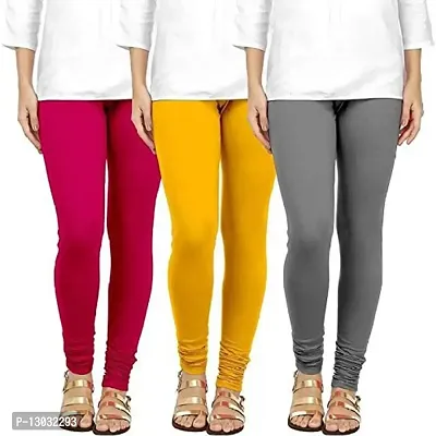 Swastik Stuffs Women's Regular Fit Leggings (Pack of 3)(SSLPYGry3_Multicolored_Free Size)-thumb0