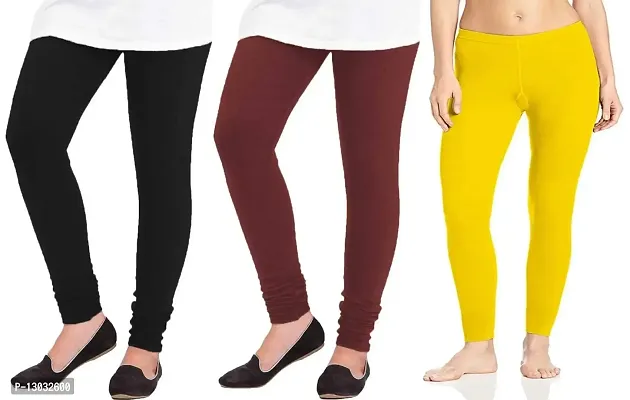 Swastik Stuffs Women's Woollen Winter Wear Warm Leggings Combo (Black, Maroon and Yellow, Free Size) - Pack of 3