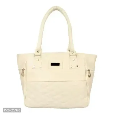 Stylish White PU Solid Handbags For Women-thumb0