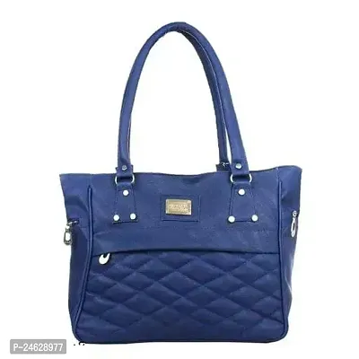 Stylish Navy Blue PU Solid Handbags For Women