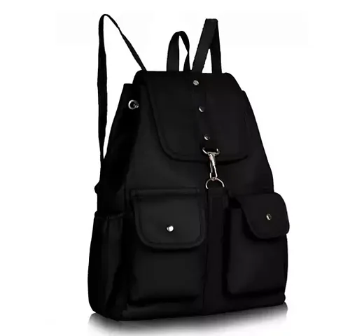 Stylish PU Solid Backpacks For Women And Girls