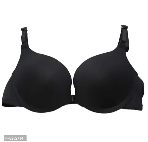 Stylish Solid Front Open Push Up Bra For Women