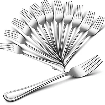 Dinner Forks Set of 12, E-far 7.9 Inch Stainless Steel Forks for Home, Kitchen or Restaurant, Non-toxic  Mirror Polished, Easy to Clean  Dishwasher Safe