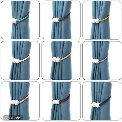 Melaluxe 2 Pack Magnetic Curtain Tiebacks, Decorative Curtain Holdbacks for Window D?cor (Grey)-thumb4