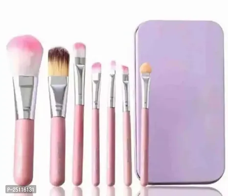 Hitan 7 Pc Makeup Brushes With Storage Box Pink Colour