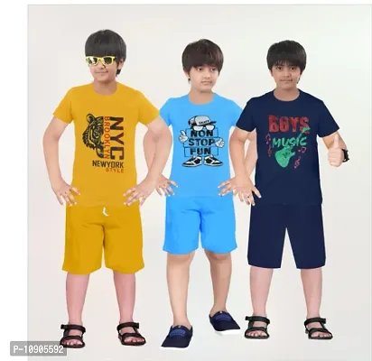BOYS T-SHIRT AND SHORTS SET COMBO PACK OF  3