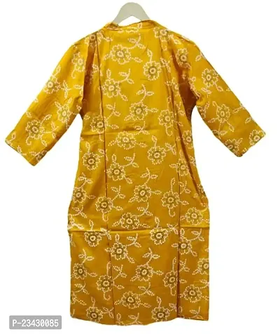 DAWN GODDESS Women's Regular Fit Cotton Blend Printed Kurti with Palazzo (Yellow,L).-thumb2