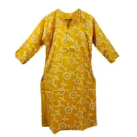 DAWN GODDESS Women's Regular Fit Cotton Blend Printed Kurti with Palazzo (Yellow,L).-thumb2