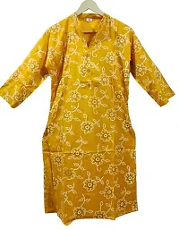 DAWN GODDESS Women's Cotton Blend Printed Kurti with Palazzo(Yellow,L)-thumb1