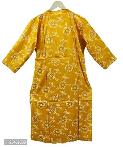 DAWN GODDESS Women's Cotton Blend Printed Kurti with Palazzo(Yellow,XL)-thumb3