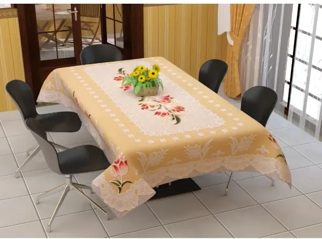 BIGGER FISH Poly Cotton , Decorative Hand Made Dining Table Cover for 6 Seater (60 X 90 Inches) (Ribbon) (Multi Design)