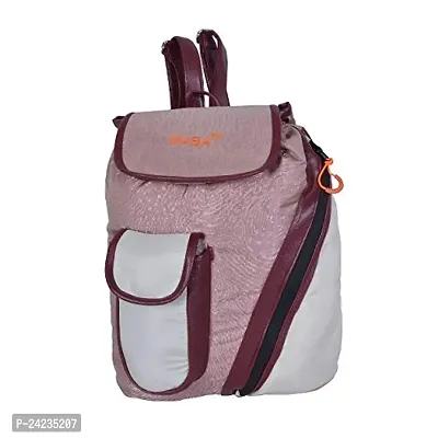 MABA Textured Casual Backpack with Leather Strap for Women/Girls, College/School Backpack (Light Pink)-thumb0