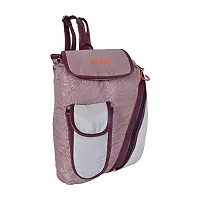 MABA Textured Casual Backpack with Leather Strap for Women/Girls, College/School Backpack (Light Pink)-thumb1