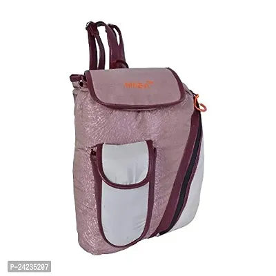 MABA Textured Casual Backpack with Leather Strap for Women/Girls, College/School Backpack (Light Pink)-thumb2