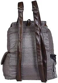 MABA Textured Casual Backpack with Leather Strap for Women/Girls, College/School Backpack (Grey)-thumb3