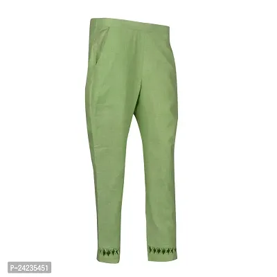 MABA Decor Womens Girls Plain Ankle Length Polyester Trousers Pant with Skinny Elastic Waist Pencil Fit Pants with Lining and side Pokcets (Color : Green, Size : 34 L)-thumb3