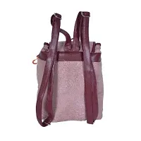 MABA Textured Casual Backpack with Leather Strap for Women/Girls, College/School Backpack (Light Pink)-thumb3