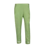 MABA Decor Womens Girls Plain Ankle Length Polyester Trousers Pant with Skinny Elastic Waist Pencil Fit Pants with Lining and side Pokcets (Color : Green, Size : 34 L)-thumb1