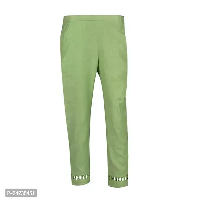 MABA Decor Womens Girls Plain Ankle Length Polyester Trousers Pant with Skinny Elastic Waist Pencil Fit Pants with Lining and side Pokcets (Color : Green, Size : 34 L)-thumb2