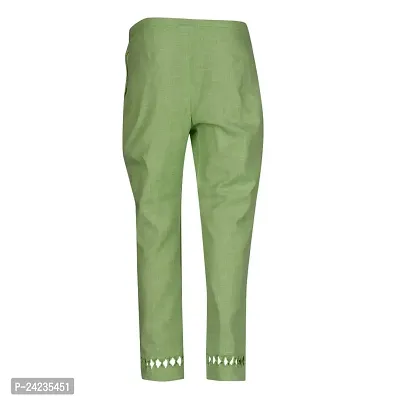 MABA Decor Womens Girls Plain Ankle Length Polyester Trousers Pant with Skinny Elastic Waist Pencil Fit Pants with Lining and side Pokcets (Color : Green, Size : 34 L)