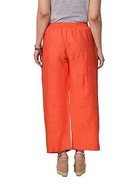 MABA Women's Linen High Waisted Plain Orange Casual Wear Palazzo Trouser Pant (Waist 26-34 Free Size)-thumb3
