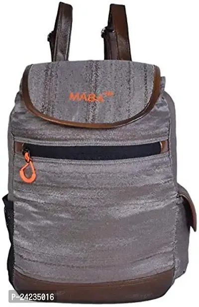 MABA Textured Casual Backpack with Leather Strap for Women/Girls, College/School Backpack (Grey)