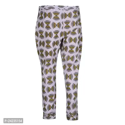 MABA Decor Womens Girls Printed Ankle Length Polyester Trousers Pant with Skinny Elastic Waist Pencil Fit Pants with Lining and side Pokcets (Color : Lavender,Size 32, M)