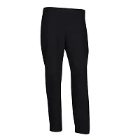 MABA Womens Girls Plain Ankle Length Cotton Blend Trousers Pant with Skinny Elastic Waist Pencil Fit Pants With Side Pockets (Black,Size :34 L)-thumb1