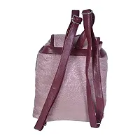 MABA Textured Casual Backpack with Leather Strap for Women/Girls, College/School Backpack (Pink)-thumb3