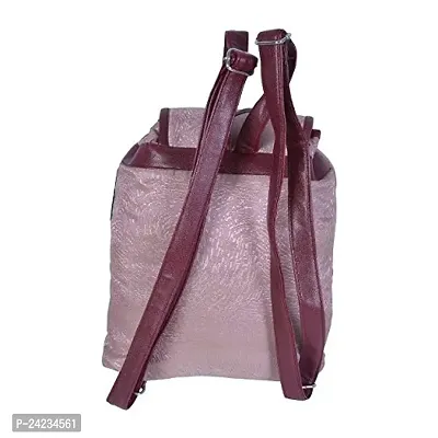 MABA Textured Casual Backpack with Leather Strap for Women/Girls, College/School Backpack (Pink)-thumb4