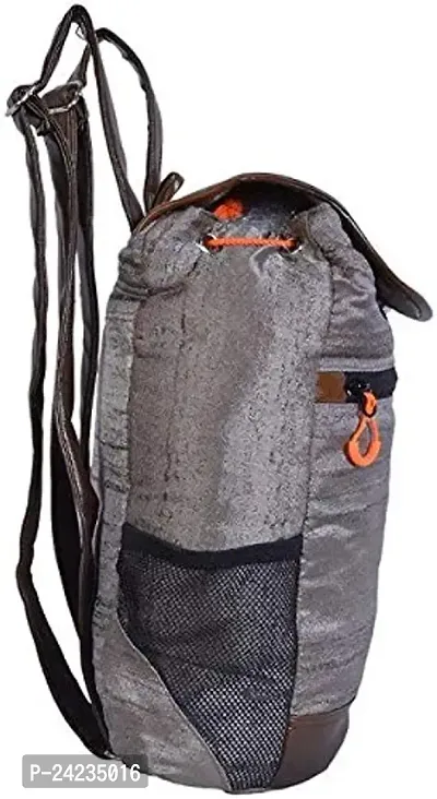 MABA Textured Casual Backpack with Leather Strap for Women/Girls, College/School Backpack (Grey)-thumb3