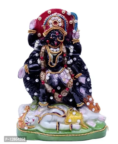 God050-Goddess MATA Kali Idol, Saraswati Studydevi Murti Figurine Religious Pooja Gift Items and Murti for Mandir/Temple/Home/Office (LXWXH-03CMX12CMX17CM)(Stone Work)(Black Color)(POLYRESIN)