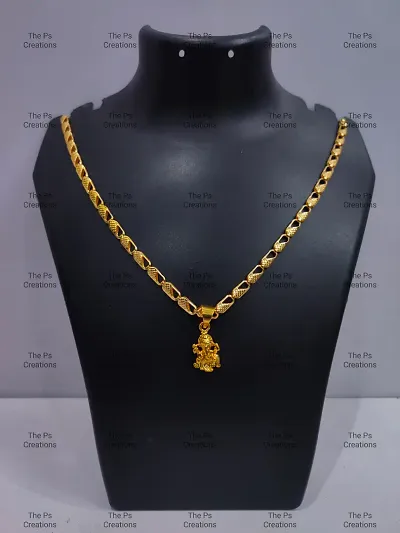 Classy Golden Alloy Pendant Necklace