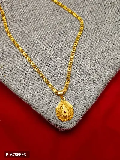 Trendy Gold Plated Jewelry Chain Pendant Set For Girls And Woman-thumb0