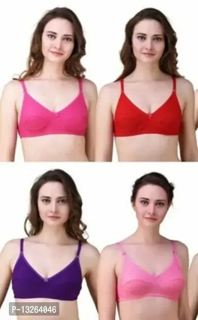 Stylish Cotton Solid Bras For Women Pack Of 4