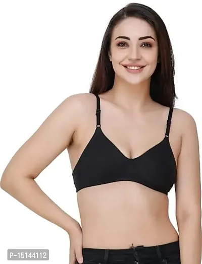 M.Jhankar Womens Non Padded Non Wired Solid Full Coverage Bra Black