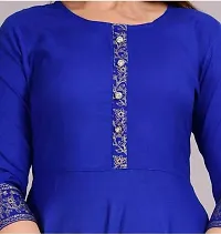 AANADHYA Women's Rayon Printed 3/4th Sleeves Anarkali Kurta (X-Large, Blue)-thumb1
