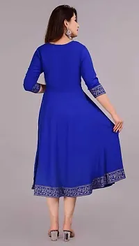 AANADHYA Women's Rayon Printed 3/4th Sleeves Anarkali Kurta (X-Large, Blue)-thumb2