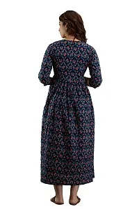 AANADHYA Women's Pure Cotton Printed Maternity Gown Feeding Nighty A-line Maternity Feeding Dress Kurti Gown for Women-thumb1