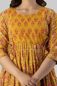 AANADHYA Women's Pure Cotton Printed Maternity Gown Feeding Nighty A-line Maternity Dress Kurti Gown for Women (Orange,M)-thumb1