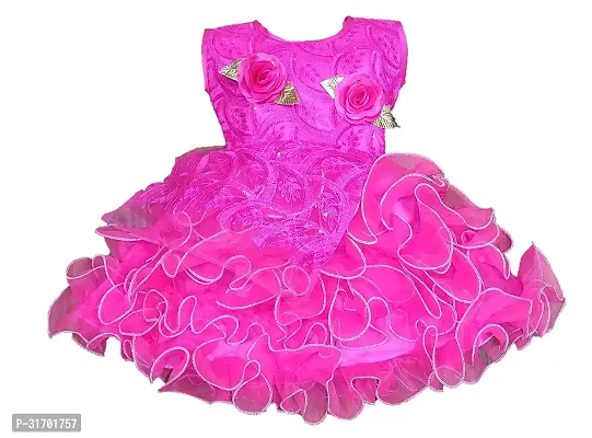 Stylish Pink Cotton Dress For Girls-thumb0