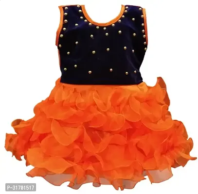 Stylish Orange Net Dress For Girls