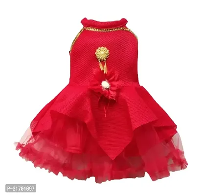 Stylish Red Cotton Dress For Girls-thumb0